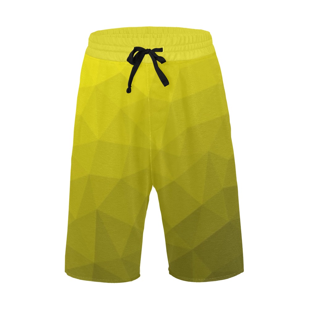 Yellow gradient geometric mesh pattern Men's All Over Print Casual Shorts (Model L23)