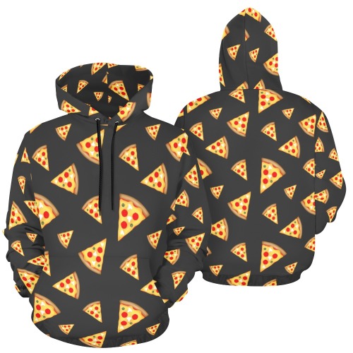 Cool and fun pizza slices pattern dark gray All Over Print Hoodie for Men (USA Size) (Model H13)