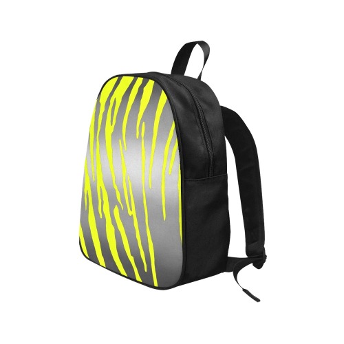 Silver Tiger Stripes Yellow Fabric School Backpack (Model 1682) (Medium)