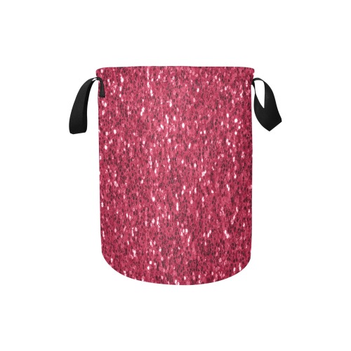 Magenta dark pink red faux sparkles glitter Laundry Bag (Small)
