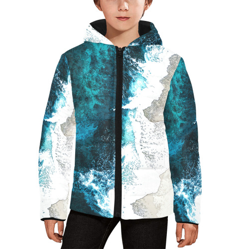 Ocean And Beach Kids' Padded Hooded Jacket (Model H45)
