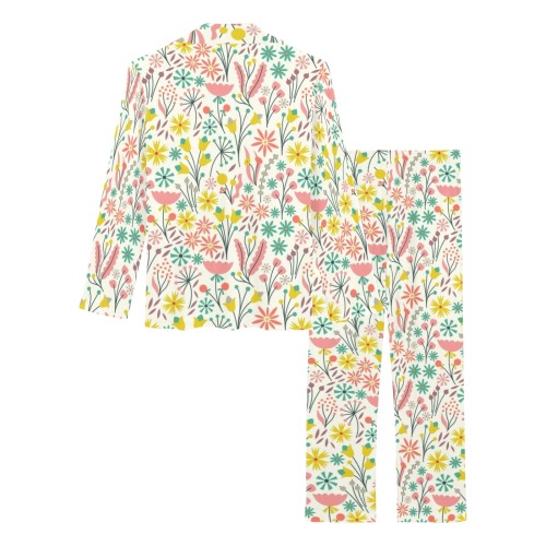 Pink Wildflowers 2 Women's Long Pajama Set