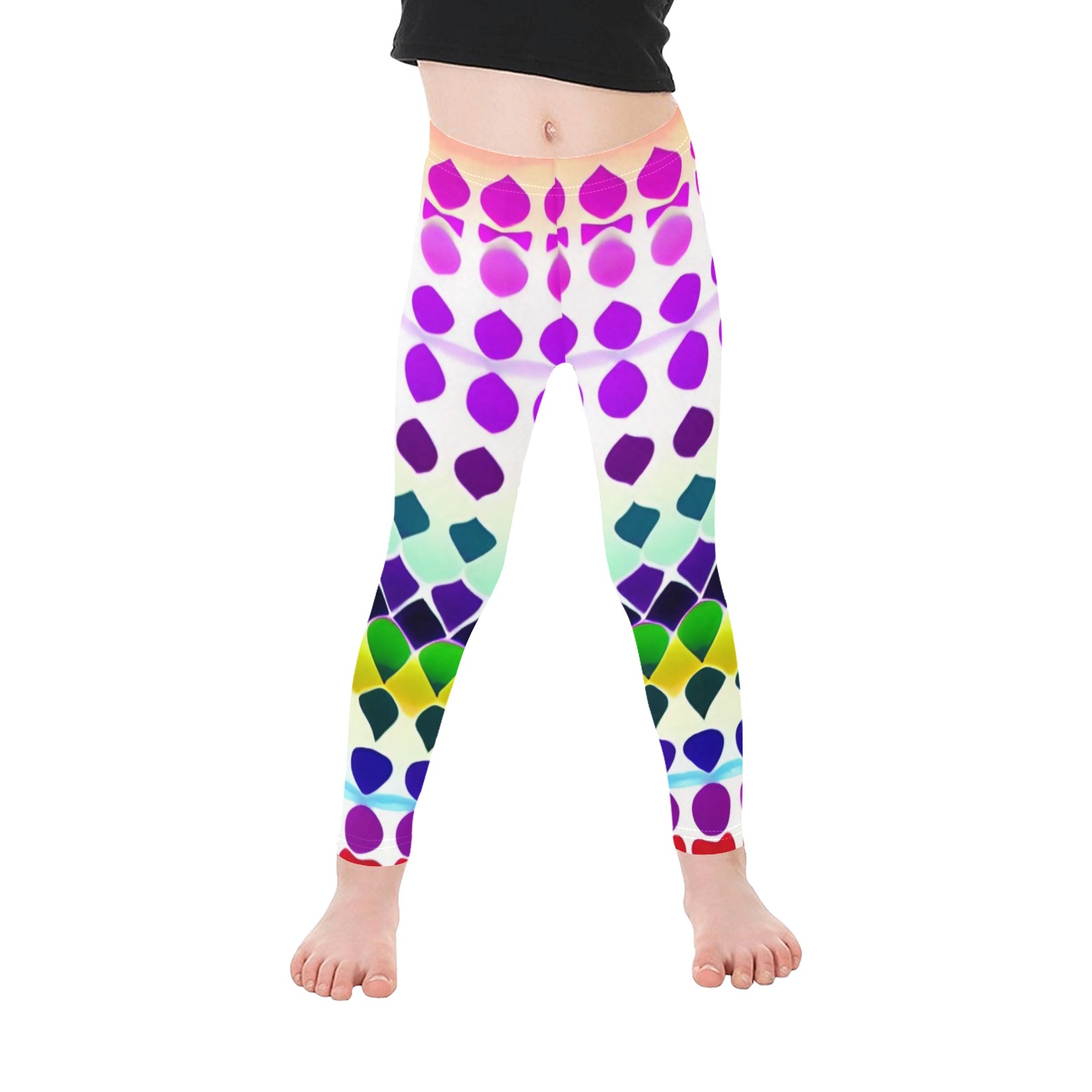 rainbow_pattern_abstract_TradingCard Kid's Ankle Length Leggings (Model L06)