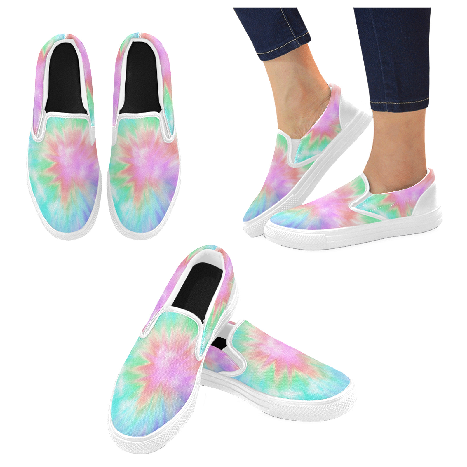 pastel tye dye Men's Unusual Slip-on Canvas Shoes (Model 019)