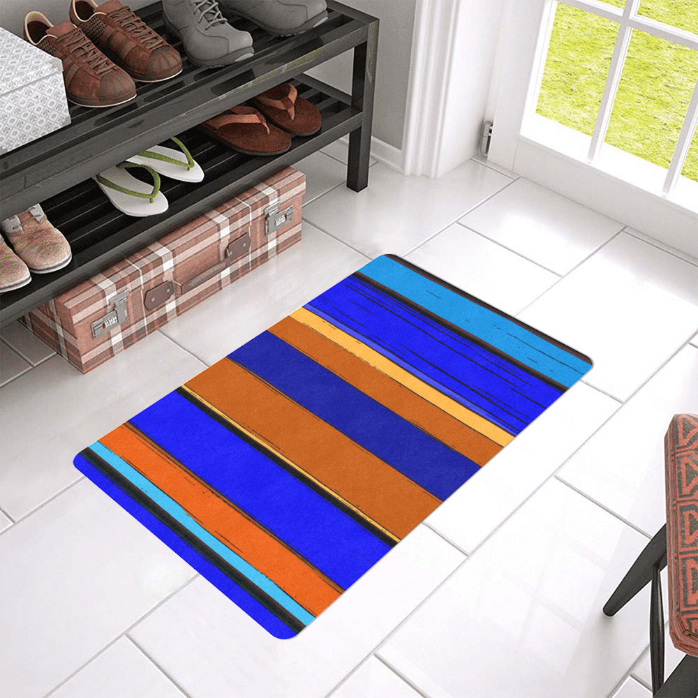 Abstract Blue And Orange 930 Doormat 24"x16" (Black Base)