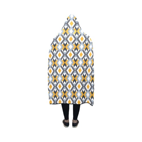 Retro Angles Abstract Geometric Pattern Hooded Blanket 50''x40''
