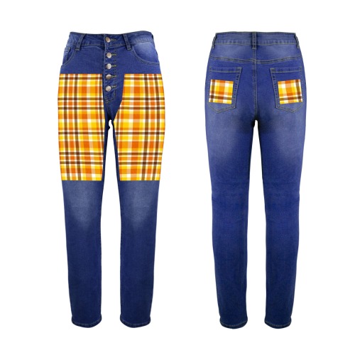 Plaids 5 Women's Jeans (Front&Back Printing)