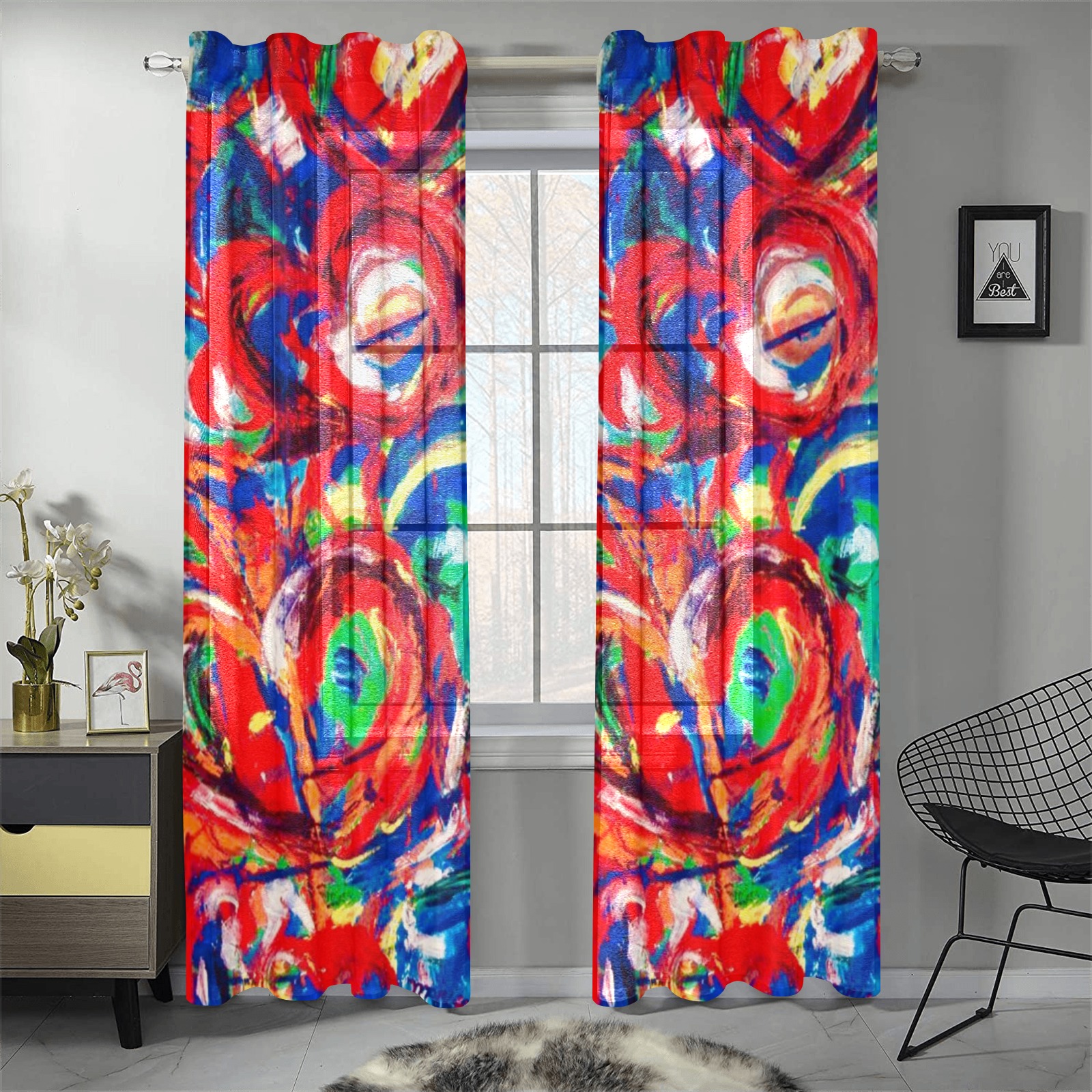 Hearts Desire Collection Gauze Curtain 28"x84" (Two-Piece)