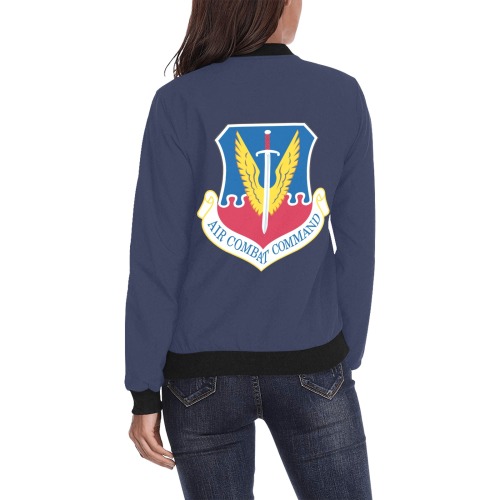 Air Force Airman Offutt Air Force Base All Over Print Bomber Jacket for Women (Model H36)