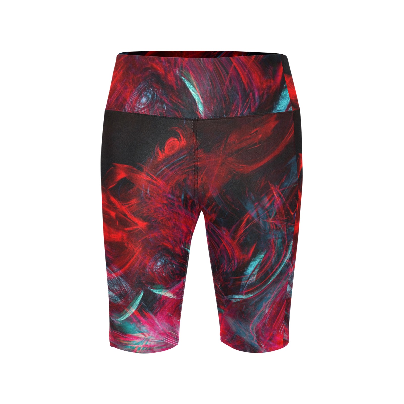 Abstract-Red Women's Workout Half Tights (Model L42)