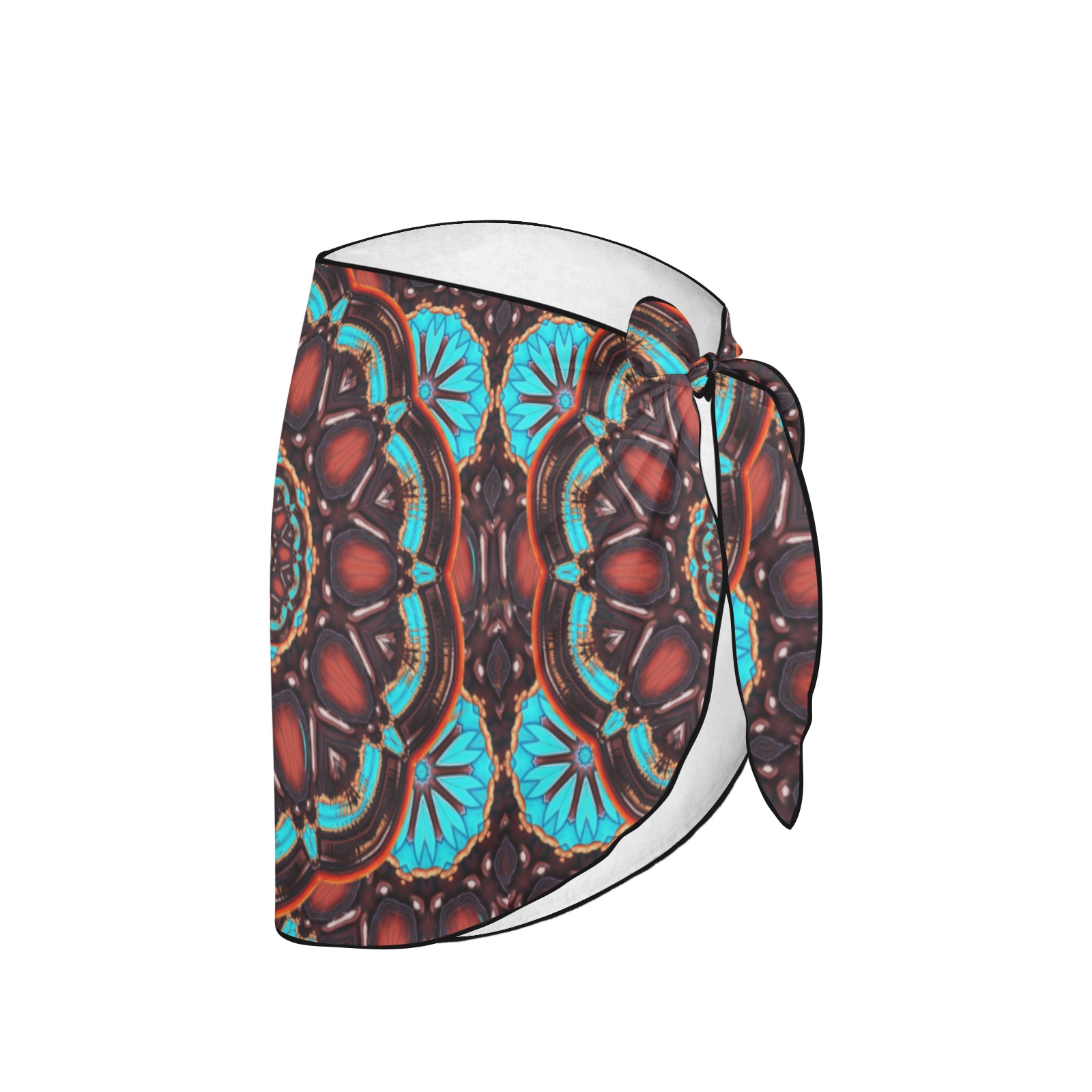 Wood and Turquoise Abstract Beach Sarong Wrap