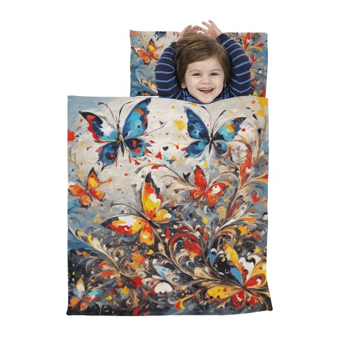Decorative floral ornament and awesome butterflies Kids' Sleeping Bag