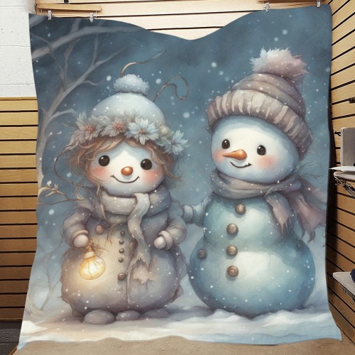 Snowman Couple Quilt 70"x80"