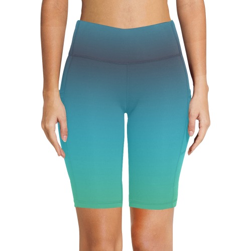 blu grn brn Women's Workout Half Tights (Model L42)