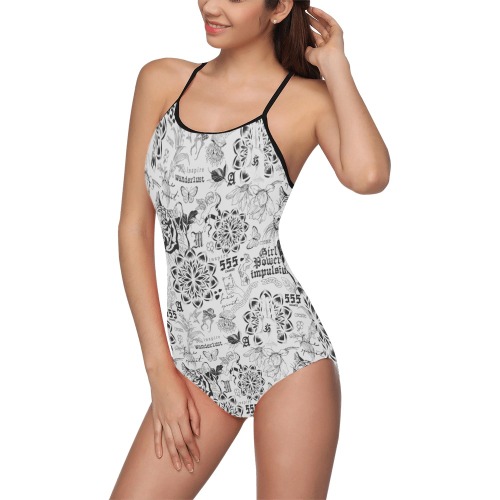 Inspirational tattoo pattern Strap Swimsuit ( Model S05)