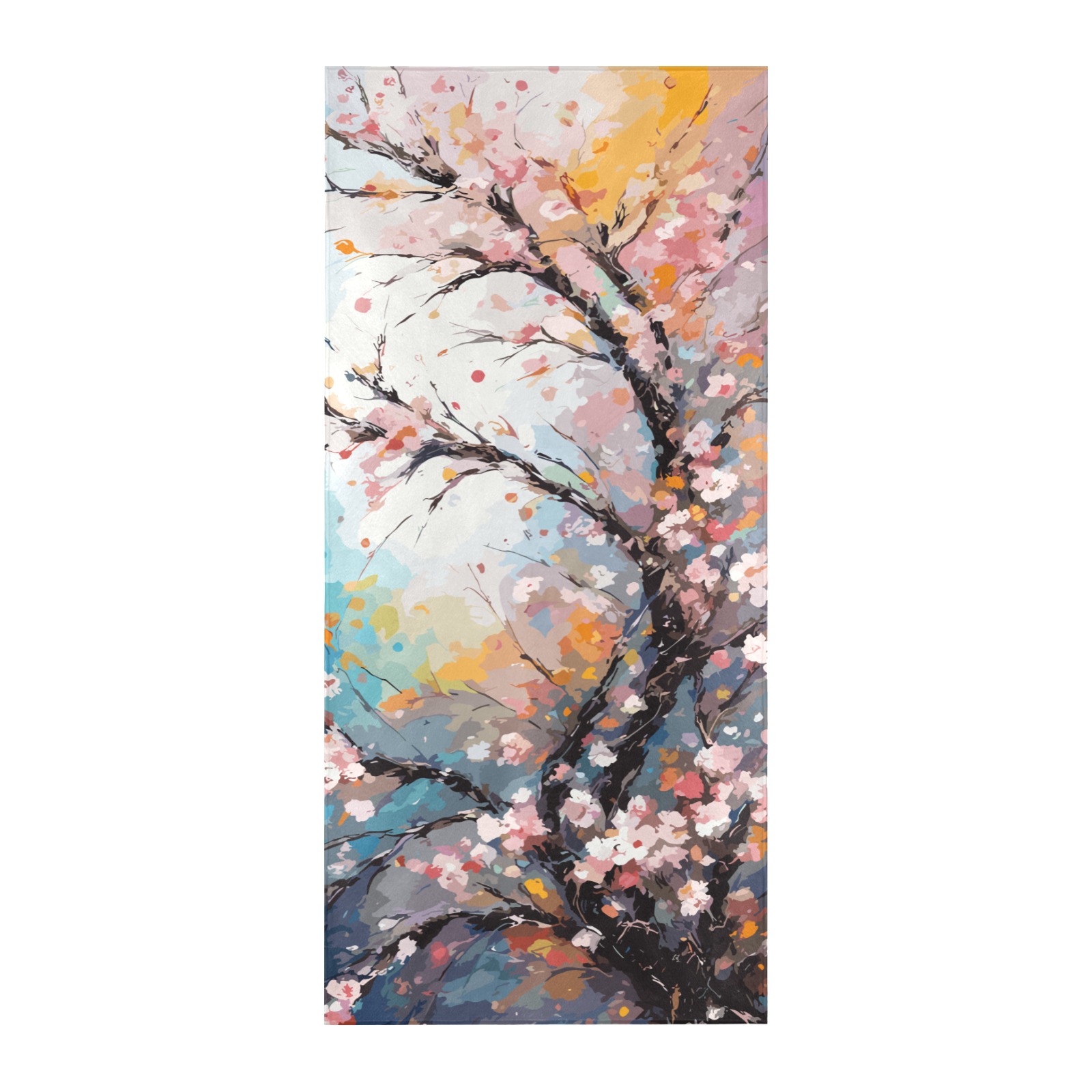 Elegant art of a sakura tree in full bloom. Beach Towel 32"x 71"