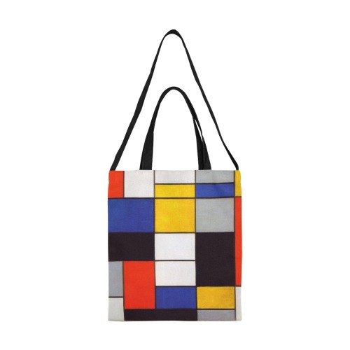 Composition A by Piet Mondrian All Over Print Canvas Tote Bag/Medium (Model 1698)