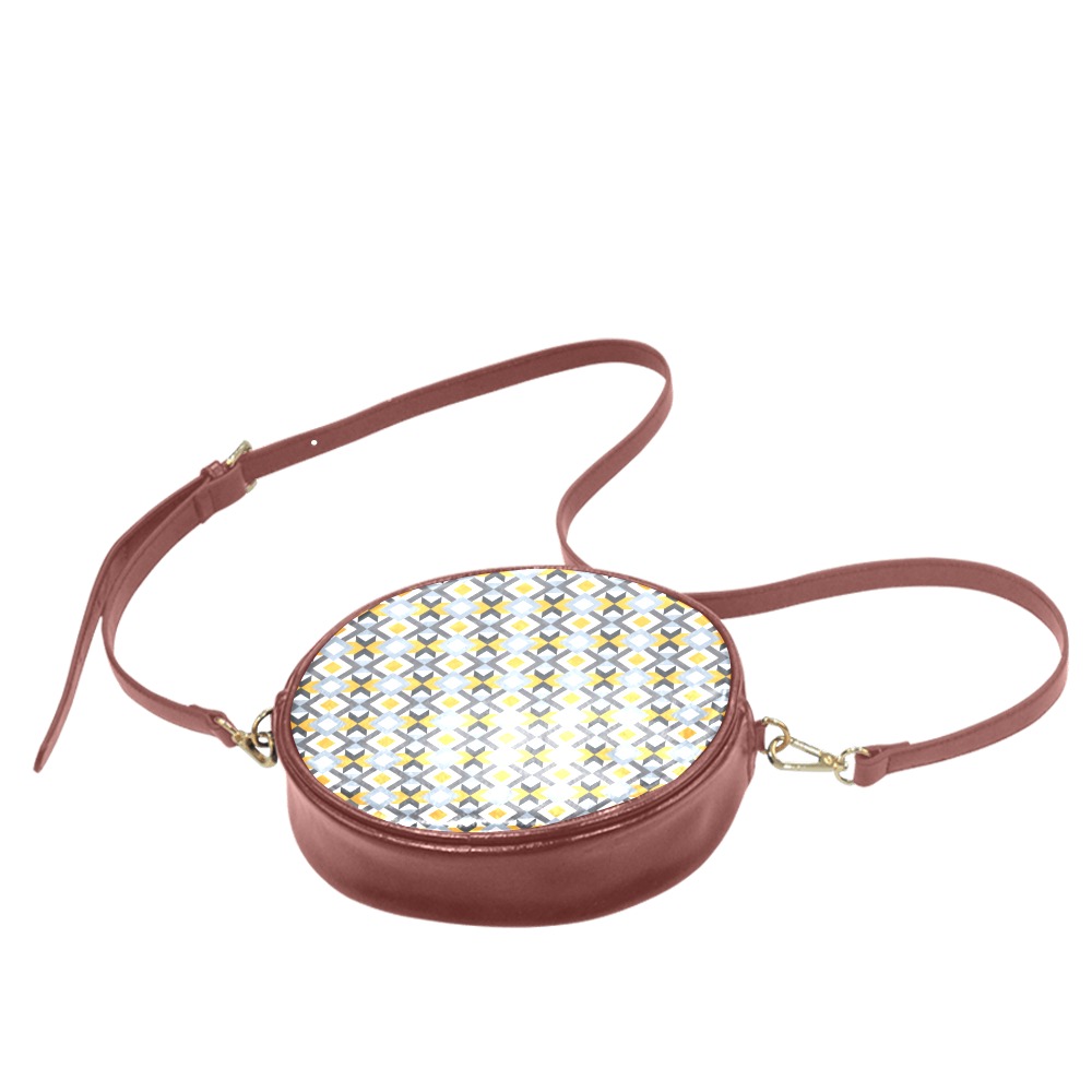Retro Angles Abstract Geometric Pattern Round Sling Bag (Model 1647)