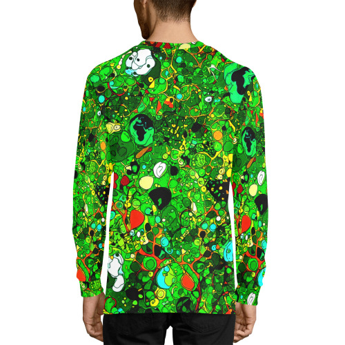 Green Abstract Art 409 Men's Pajama Top with Custom Cuff