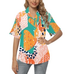 Abstract Doodles All Over Print Hawaiian Shirt for Women (Model T58)