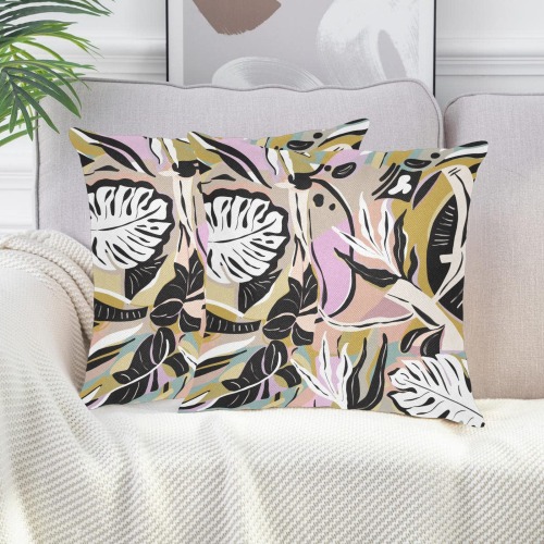 Tropical modern simple graphic Linen Zippered Pillowcase 18"x18"(Two Sides&Pack of 2)