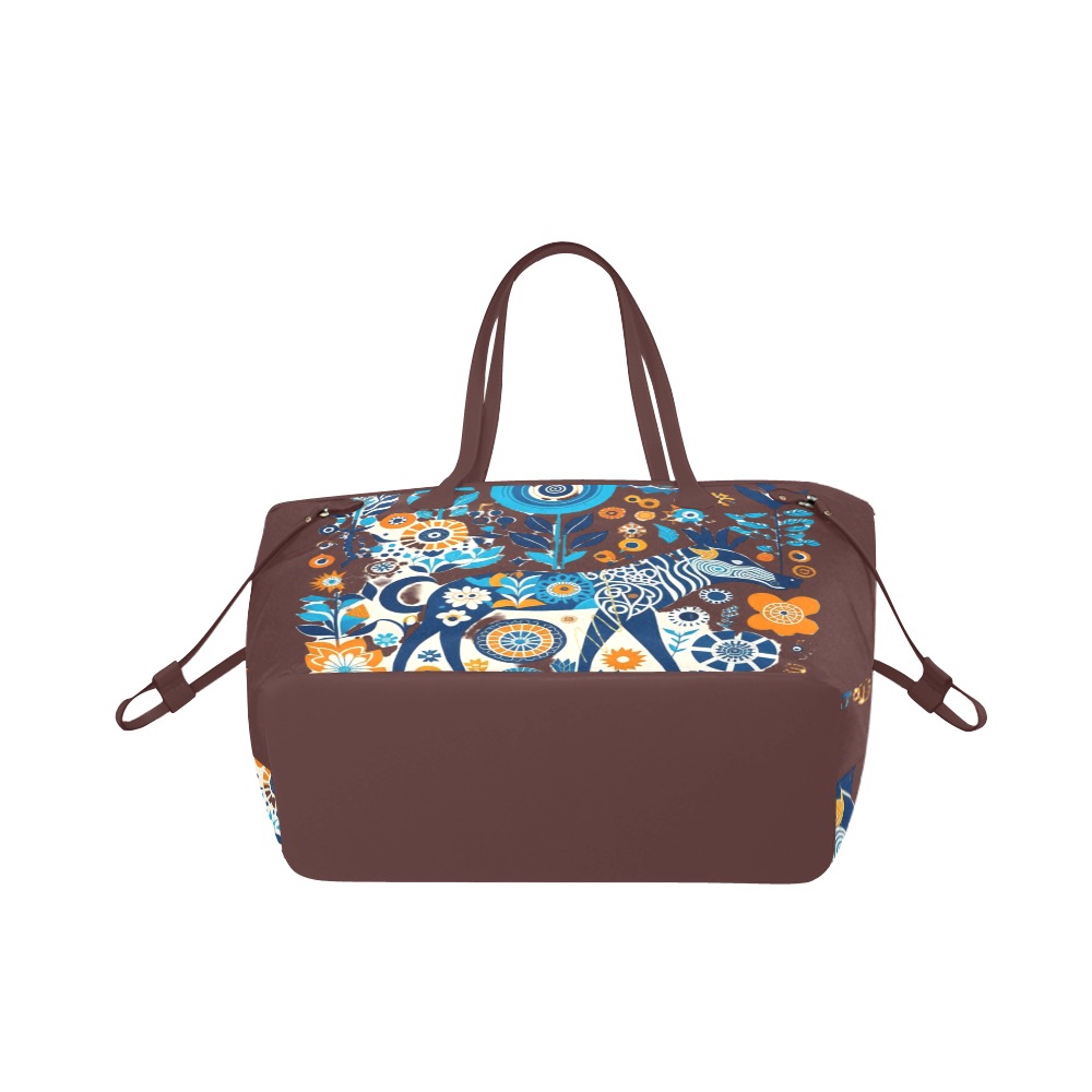 Tote brown bag with abstract animal pattern, Clover Canvas Tote Bag (Model 1661)