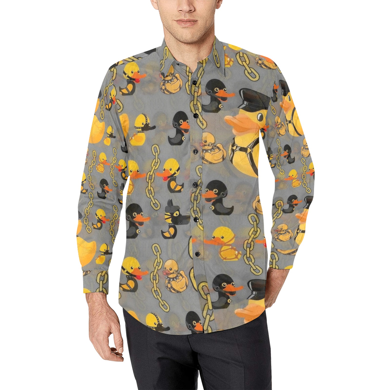 SM Ducks by Fetishworld Men's All Over Print Casual Dress Shirt (Model T61)