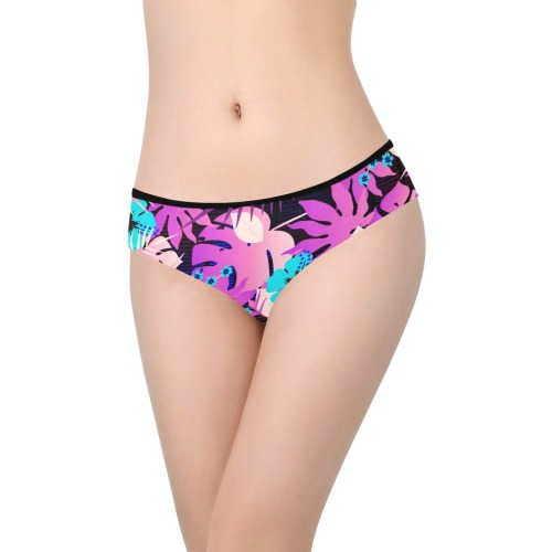 GROOVY FUNK THING FLORAL PURPLE Women's Hipster Panties (Model L33)