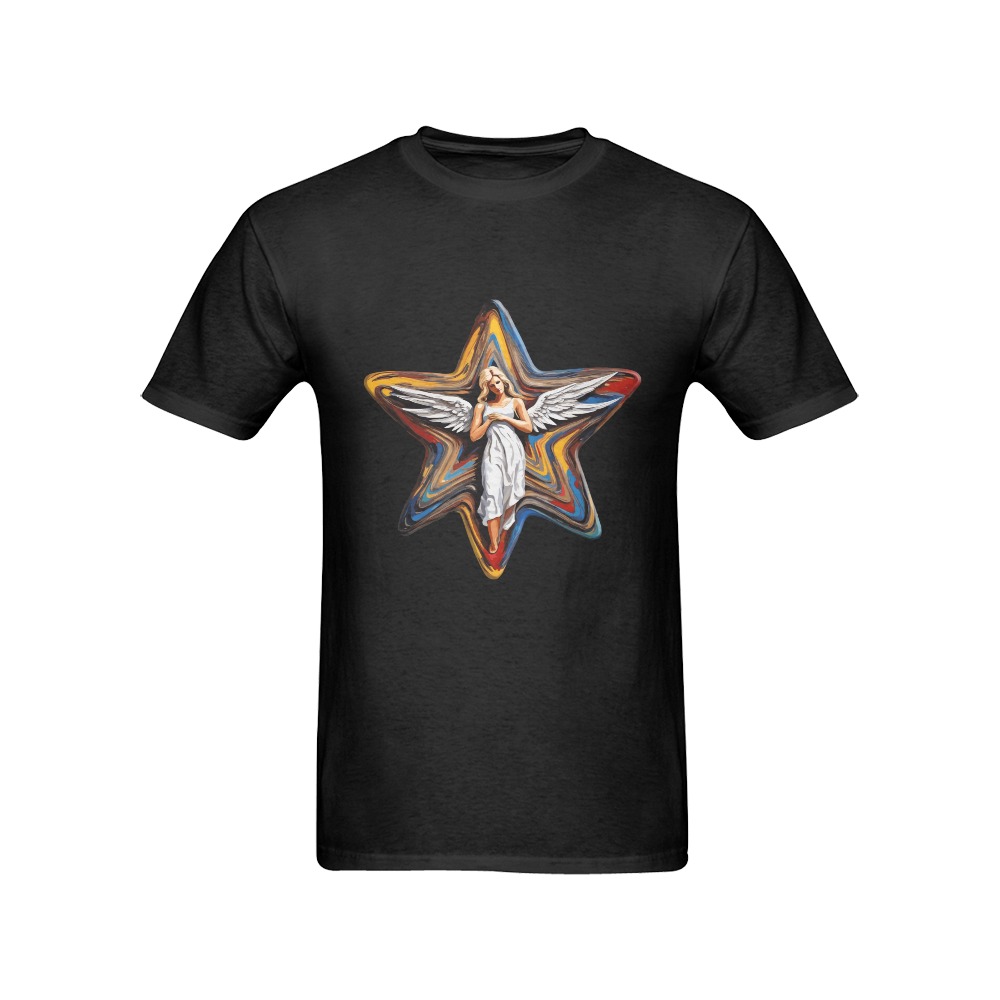 White angel woman inside a colorful star Men's T-Shirt in USA Size (Front Printing Only)