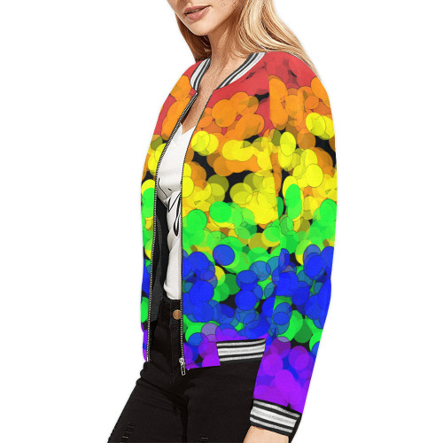 Gay Pride Bokeh All Over Print Bomber Jacket for Women (Model H21)