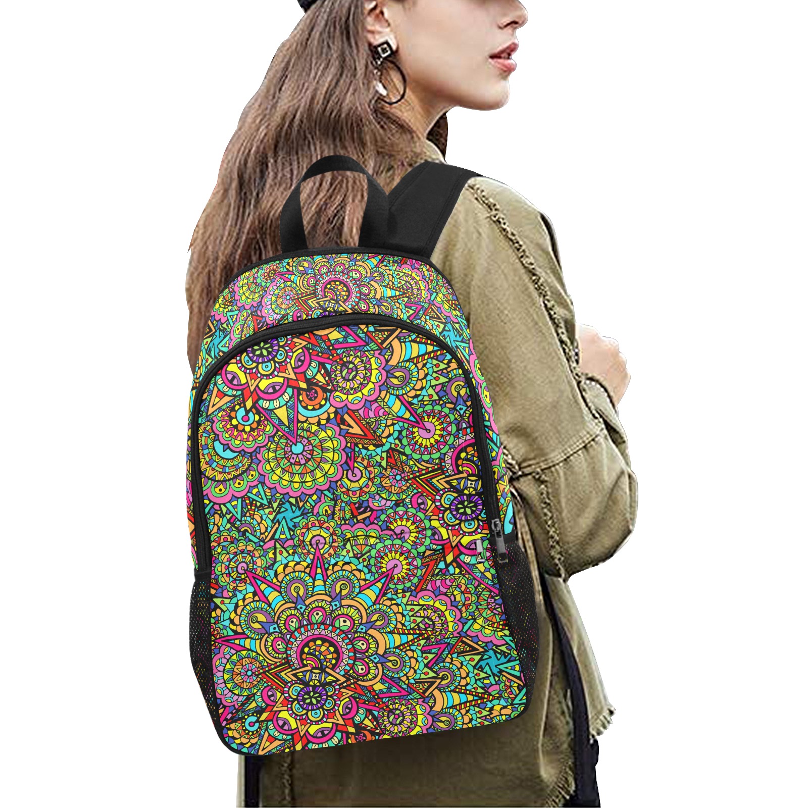 Psychic Celebration Fabric Backpack with Side Mesh Pockets (Model 1659)