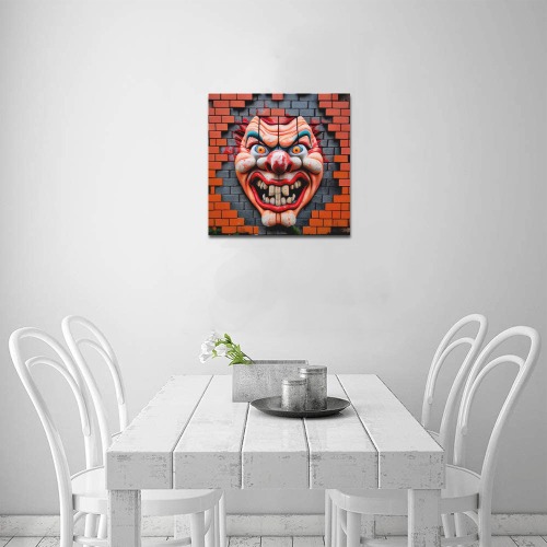 creepy clown face 2/4 Upgraded Canvas Print 16"x16"