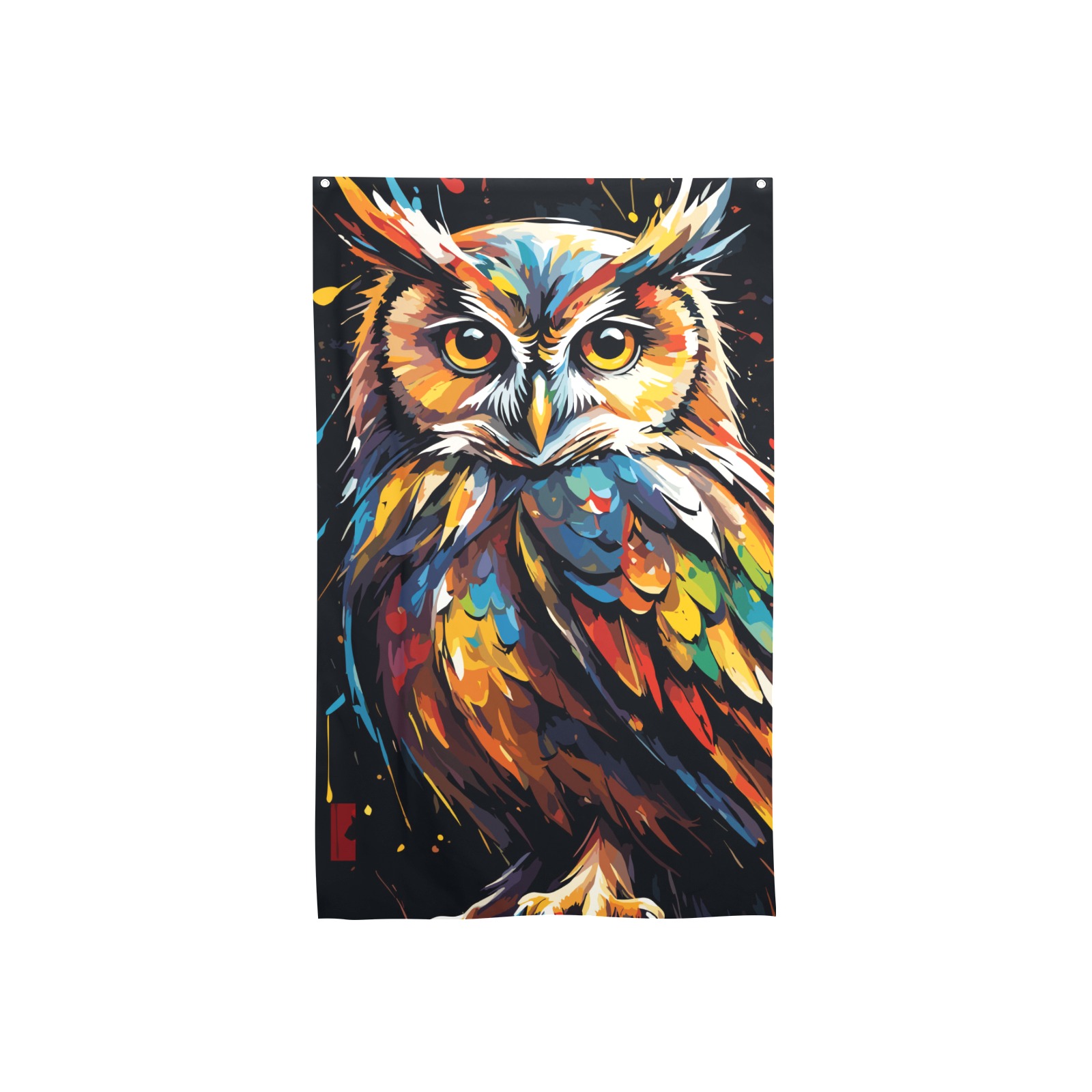 Awesome owl bird. Classy colorful fantasy art House Flag 34.5"x56"