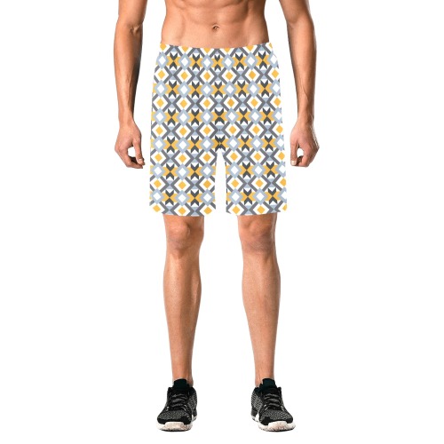 Retro Angles Abstract Geometric Pattern Men's All Over Print Elastic Beach Shorts (Model L20)
