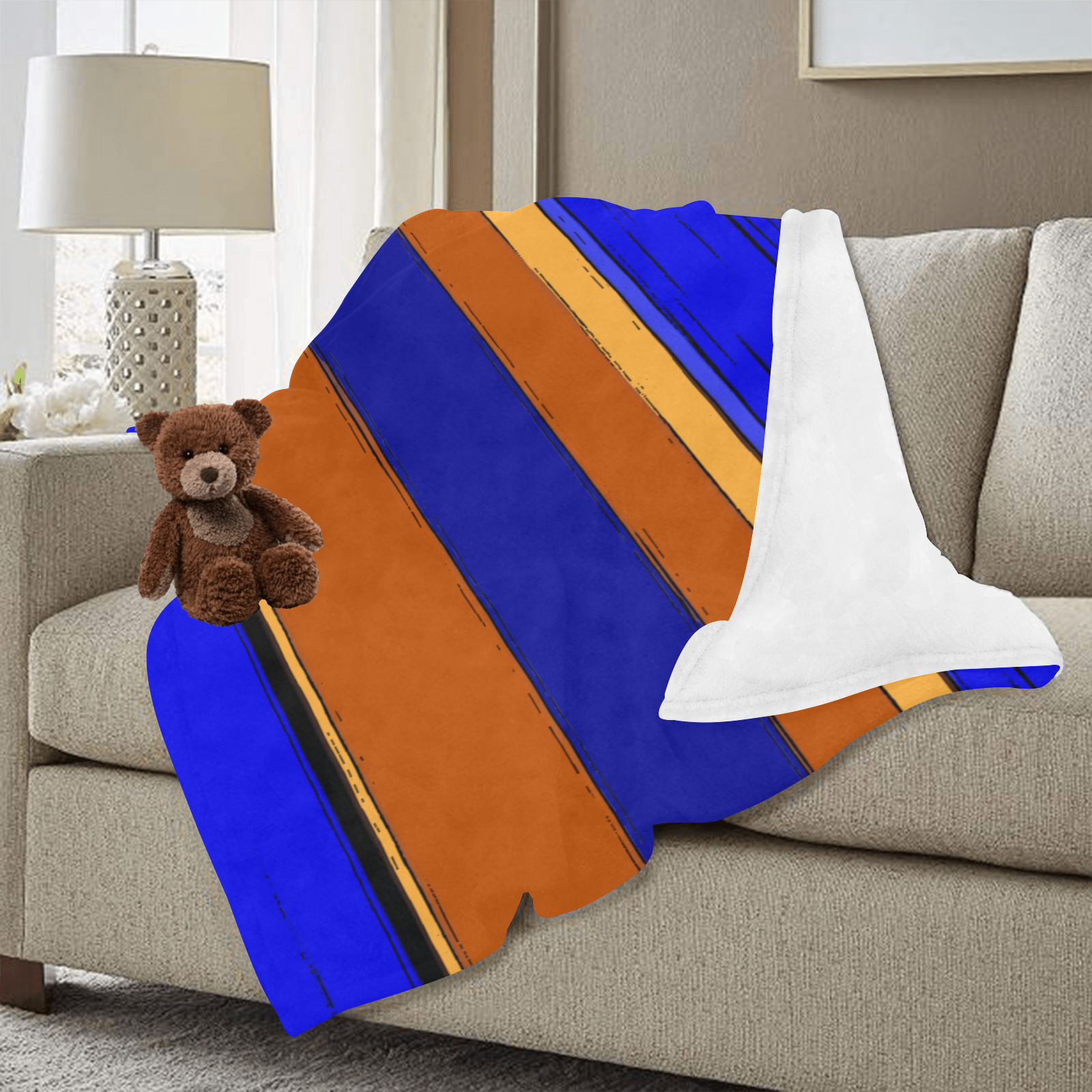 Abstract Blue And Orange 930 Ultra-Soft Micro Fleece Blanket 30"x40" (Thick)