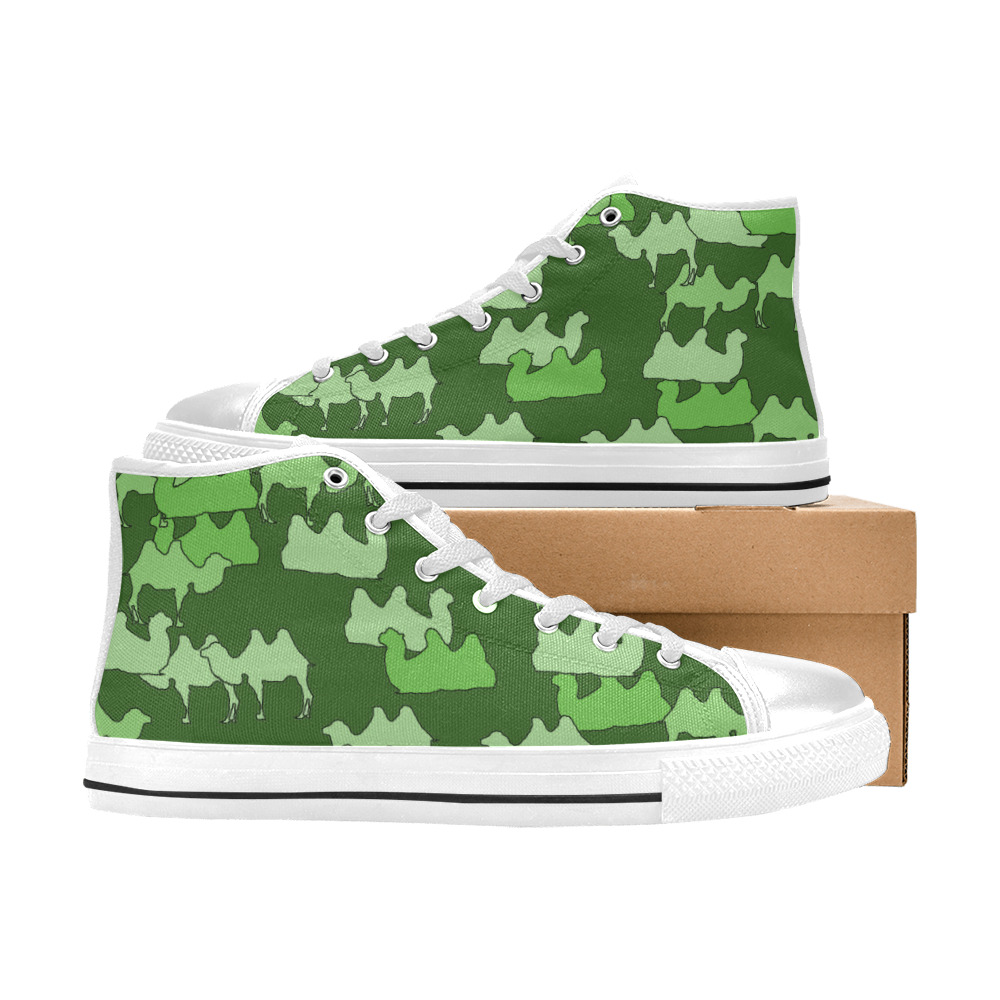 camelflage green camo Men’s Classic High Top Canvas Shoes (Model 017)