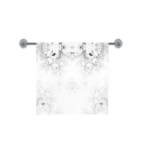 Snowy Winter White Frost Fractal Bath Towel 30"x56"