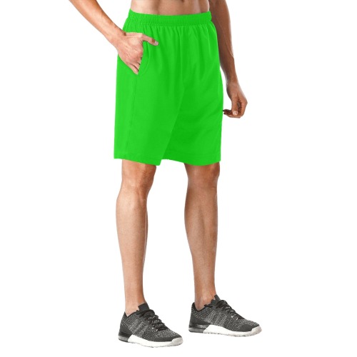 Merry Christmas Green Solid Color Men's All Over Print Elastic Beach Shorts (Model L20)