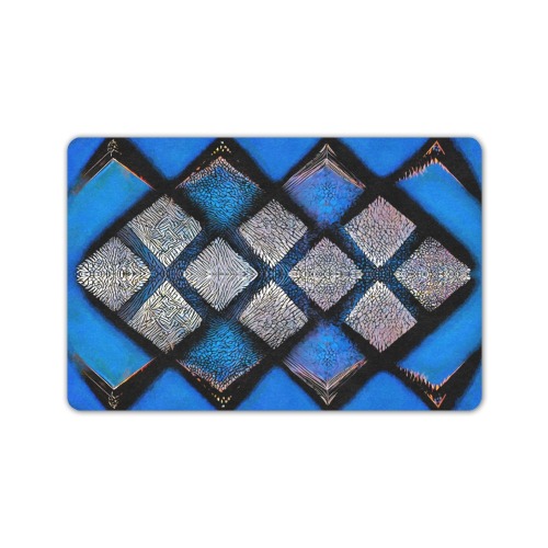 blue and silver diamond's Doormat 24"x16" (Black Base)