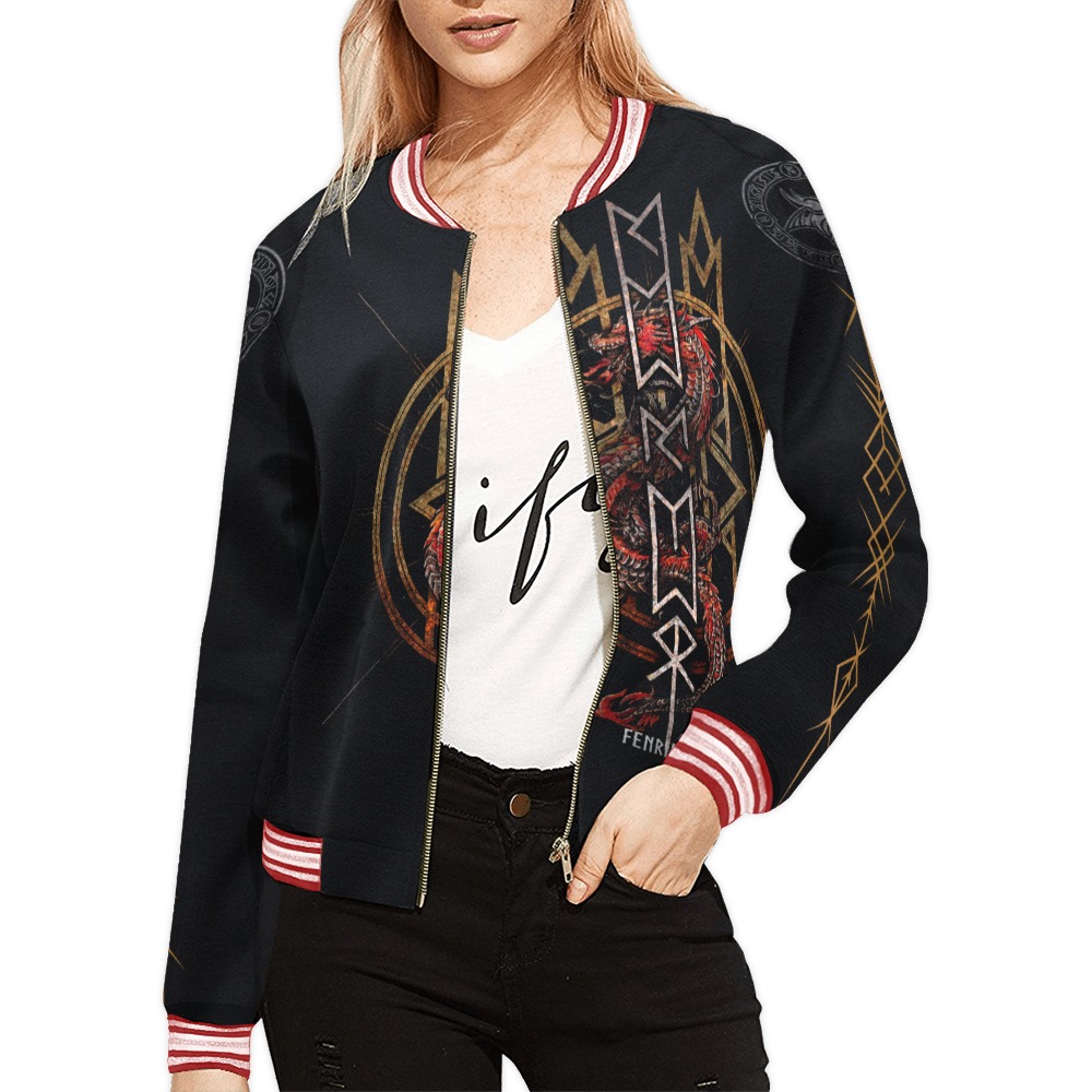 Purple Egg Skin Dragon Pattern Print Women Casual Bomber Jacket