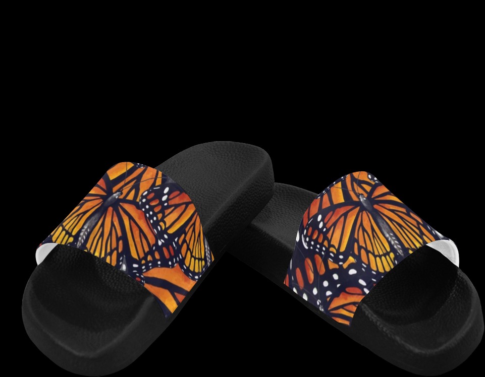 Orange Monarch Butterflies Men's Slide Sandals (Model 057)