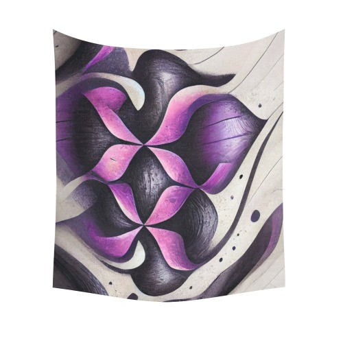 purple and cream pattern Cotton Linen Wall Tapestry 60"x 51"