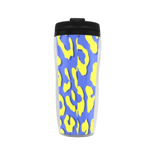 Leopard Print Blue Yellow Reusable Coffee Cup (11.8oz)