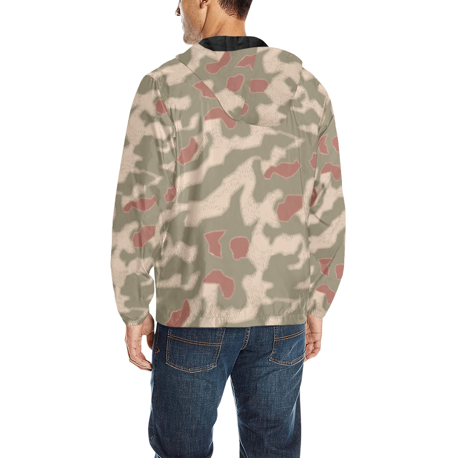 German WWII Sumpfmuster 44 Camouflage All Over Print Quilted Windbreaker for Men (Model H35)