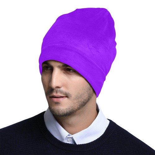 color electric violet All Over Print Beanie for Adults