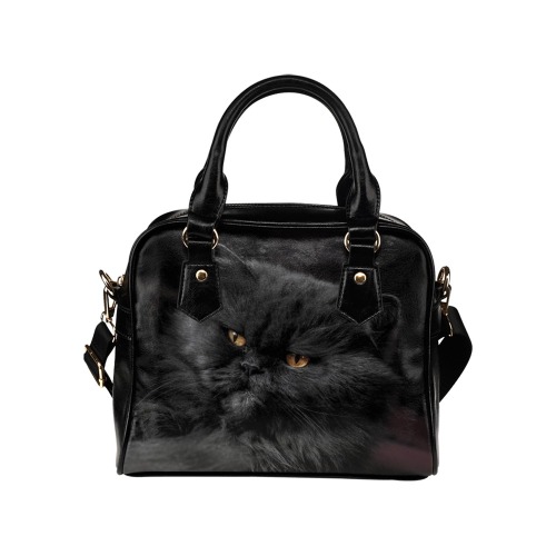 Angry Black Cat Shoulder Handbag (Model 1634)