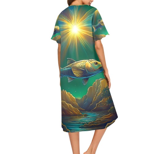 Celestial Swim Women's Button Front House Dress