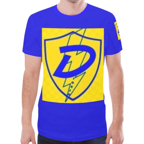 Dionio Clothimg -  T-Shirt ( Big Blue & Yellow Shield Logo) New All Over Print T-shirt for Men (Model T45)