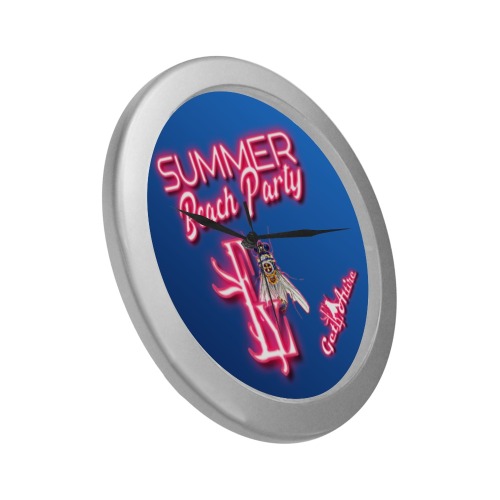 Summer Beach Party Collectable Fly Silver Color Wall Clock