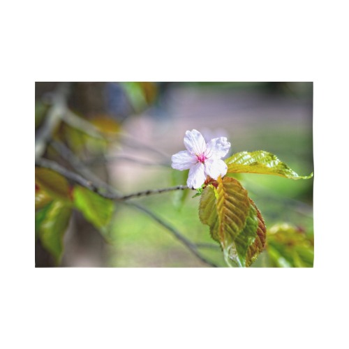 One sakura cherry flowers on a tree in spring. Polyester Peach Skin Wall Tapestry 90"x 60"